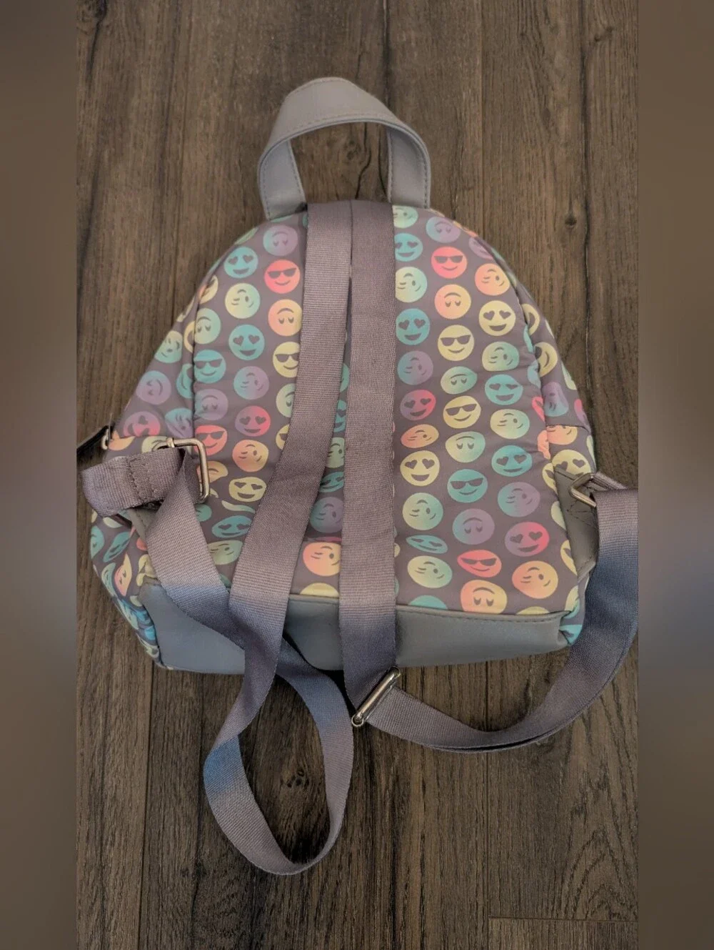 Emoji Print Gray Mini Backpack - Women Or Tween Bags